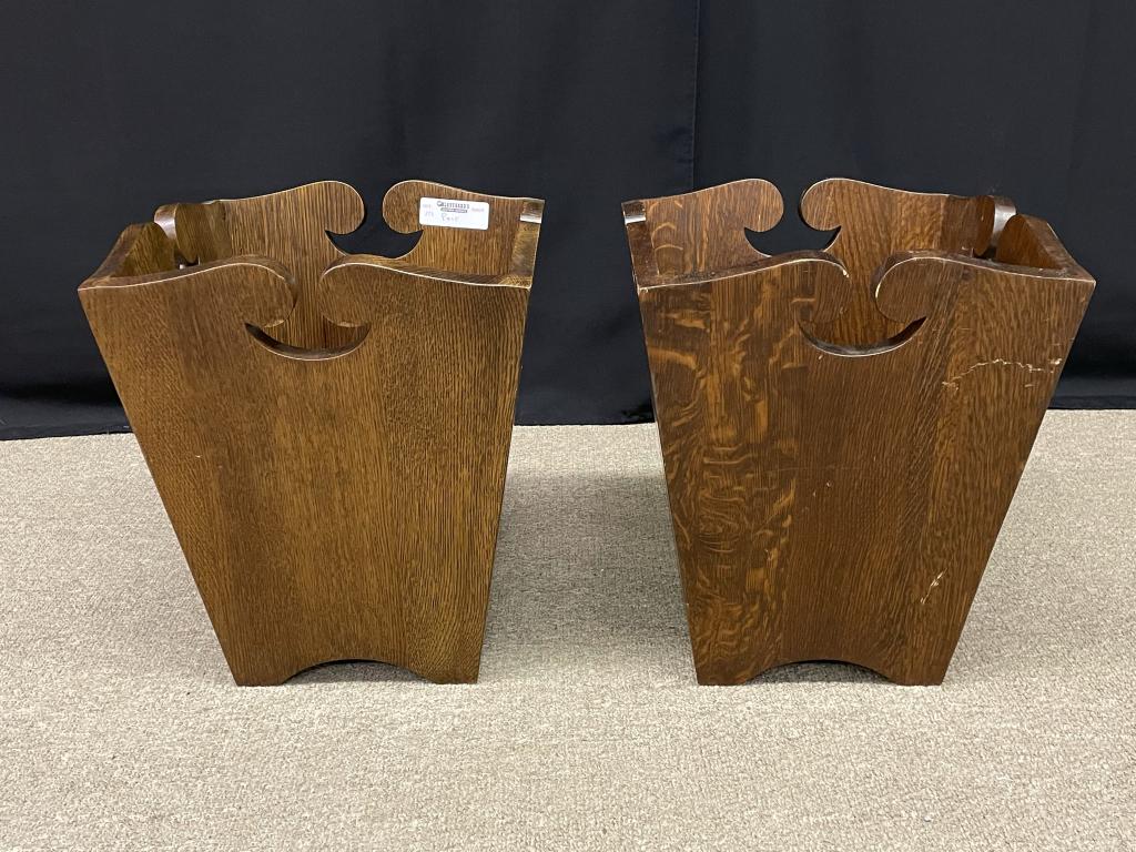Pair of Stickley Oak Waste Paper Baskets (1 of 3)