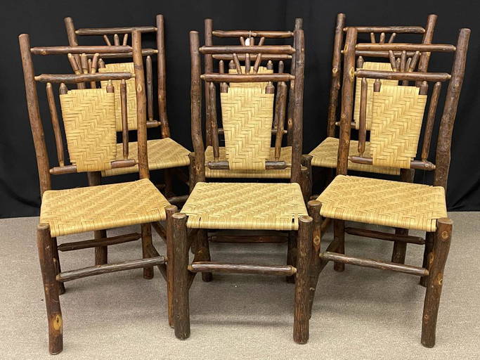 6 Old Hickory Dining Chairs w/ Splint Seats & Back (0299) on Oct 10