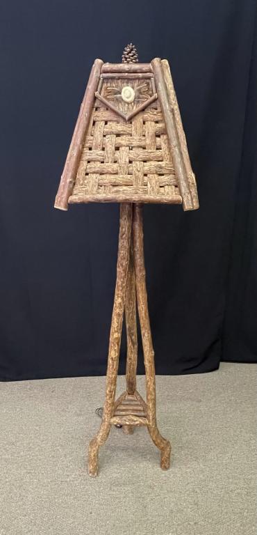 Rustic Floor Lamp w/ Woven Shade Made by Jo Kilmer (1 of 3)