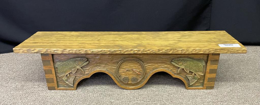 Jim Schreiner Wall Shelf w/ Carved Fish (1 of 4)