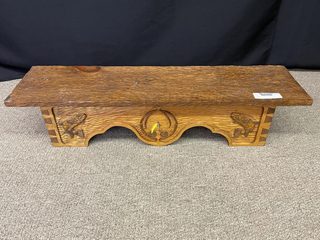 Jim Schreiner Wall Shelf w/ Carved Fish (1 of 5)