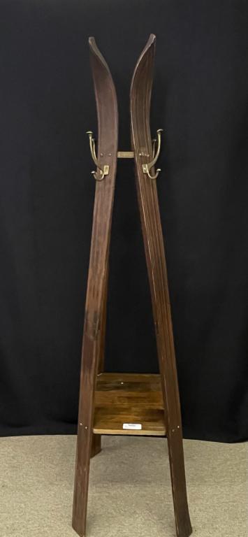 Vintage Wooden Ski Coat Rack (1 of 2)