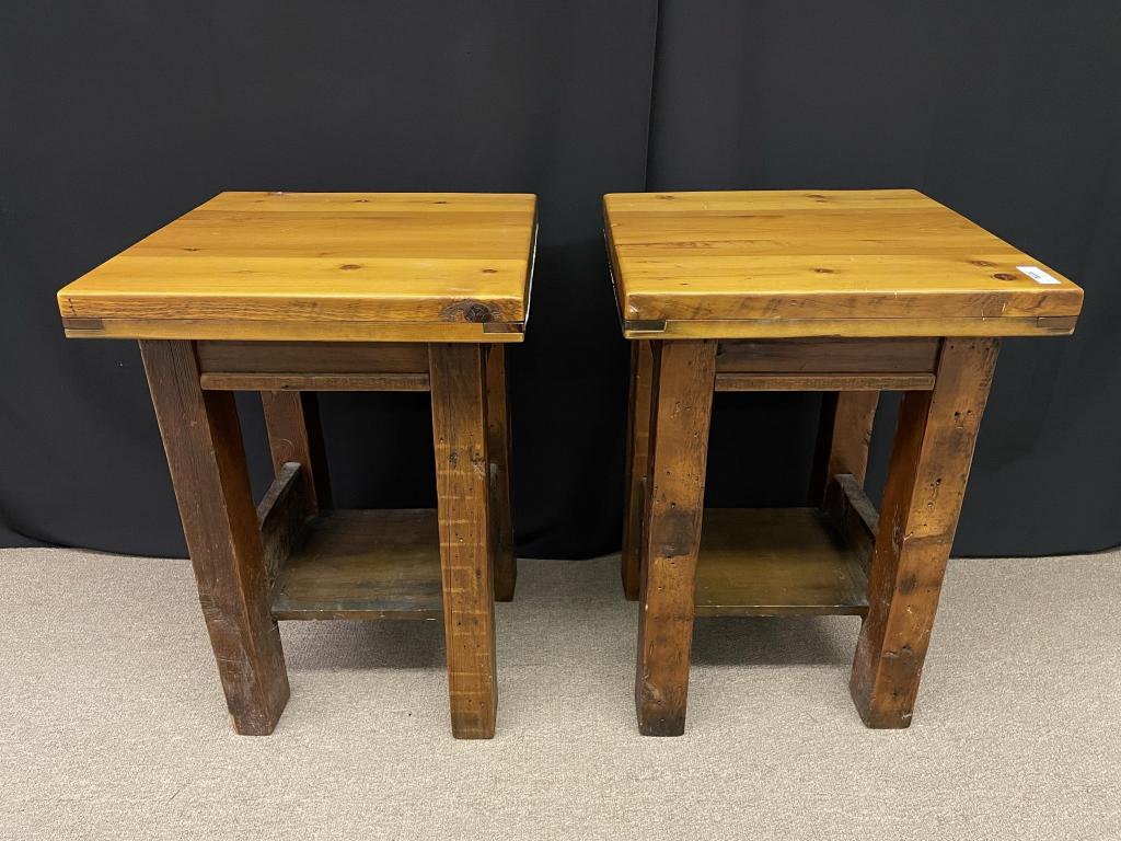 Pair of Thick Re-Purposed Pine End Stands (1 of 4)