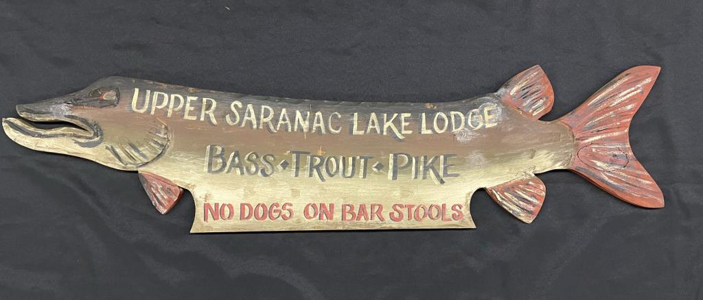 "Upper Saranac Lake Lodge" Contemporary Fish Sign (1 of 3)