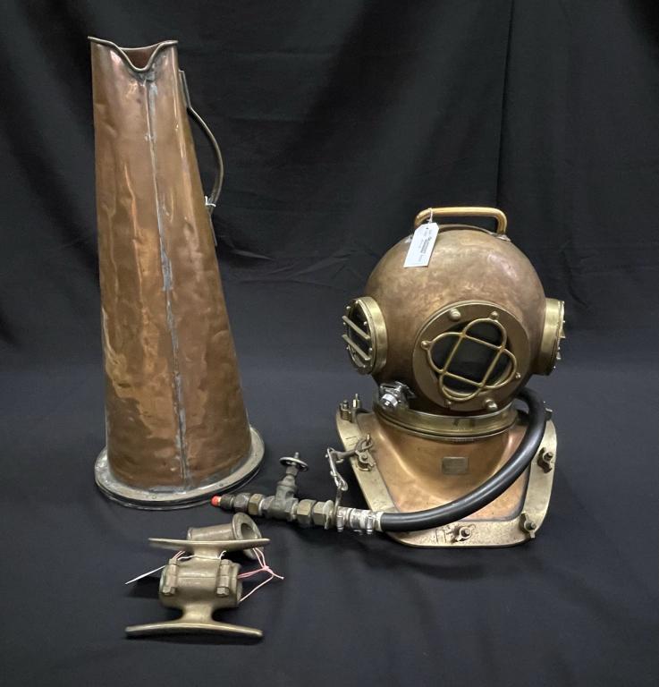 Brass & Copper Scuba Helmet & Flogger (1 of 6)