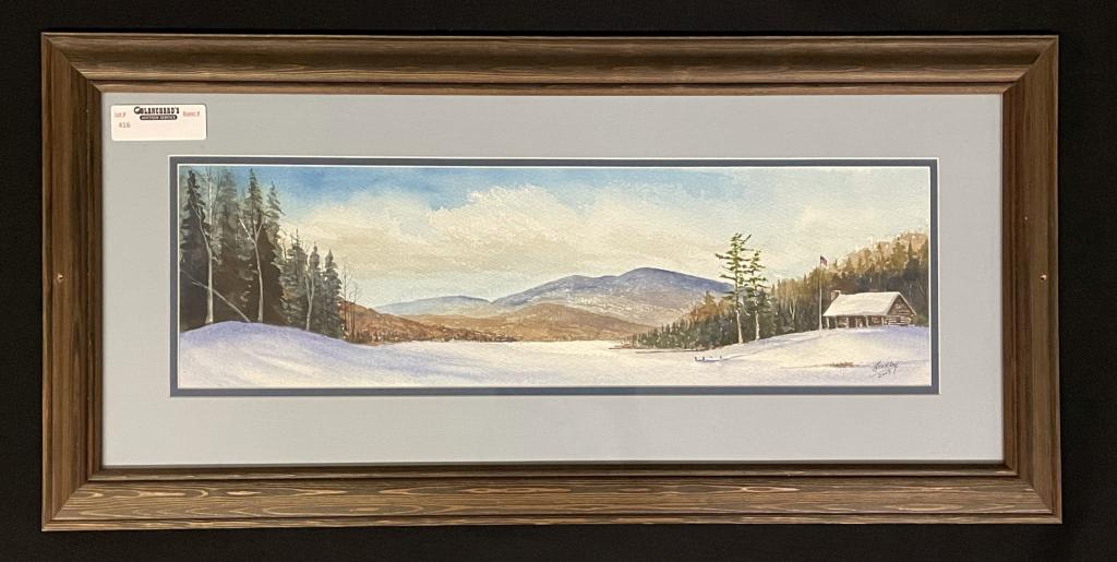 Jack Leadley Adirondack Log Cabin Watercolor (1 of 4)