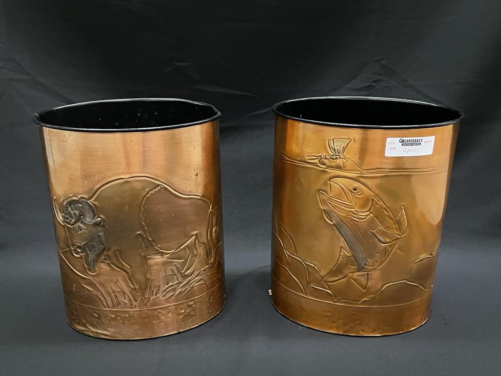 2 Copper Waste Paper Buckets (1 of 5)