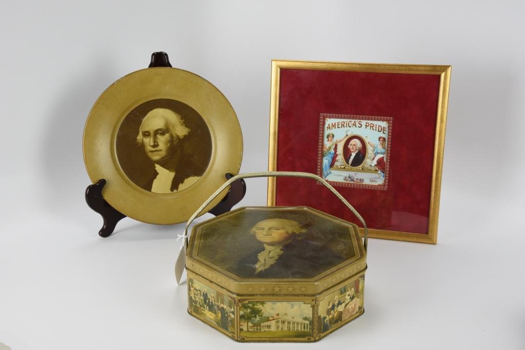George Washington Biscuit Tin, Plate & Print (1 of 4)