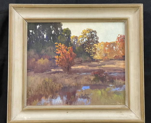 C. Gordon Harris Fall Scene W/ Rail Fence