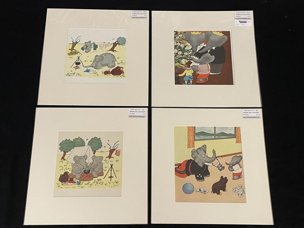 4 Babar the Elephant Unframed 1940's Prints (1 of 5)