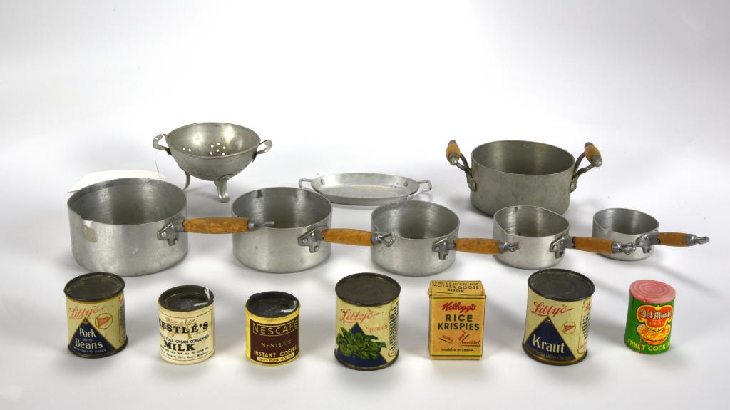 Miniature Child's Cookware and Food (1 of 2)