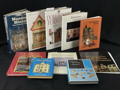 Dollhouse & Miniature Furniture Books & Catalogs: includes: 7 hardcover books, 2 auction catalogs and more. From the collection of Marilynn Brass, Cambridge, MA. Marilynn is one of the Brass Sisters and known for their television PBS Series "The Food