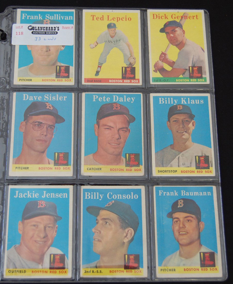 33 Topps 1958 Boston Red Sox Baseball Cards