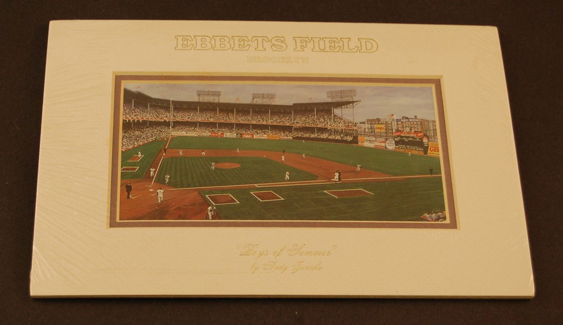 Ebbets Field Brooklyn "Boys of Summer": Matted photo by Andy Jurinko 6 1/2" x 10"