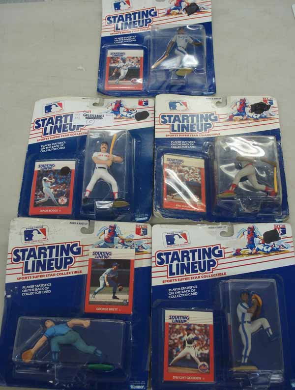 5 Kenner Major League Baseball Figurines: 1988 George Brett, Dwight Gooden, Wade Boggs, Eric Davis and Darryl Strawberry