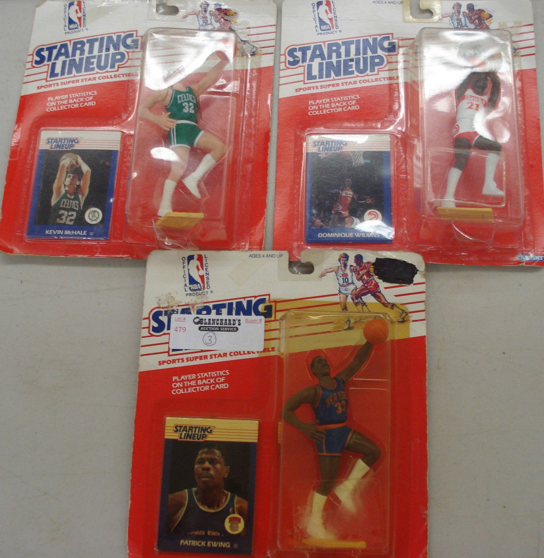 3 Kenner NBA Basketball Star Figurines: 1988 Patrick Ewing, Dominique Wilkins and Kevin McHale