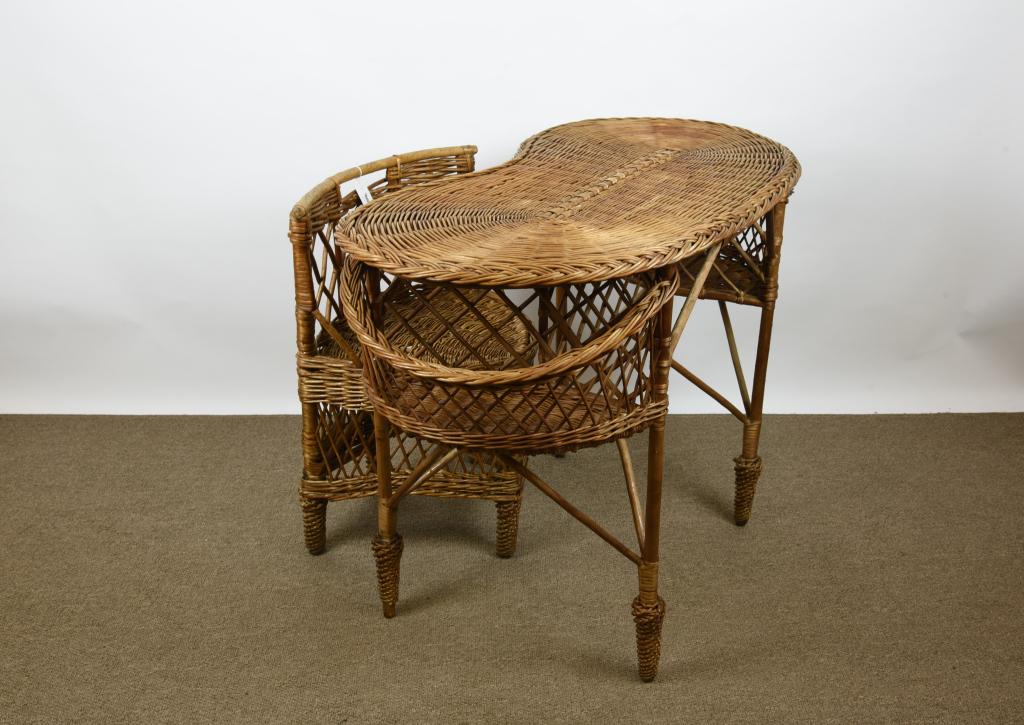 McHugh Willow Wicker Kidney Shape Desk & Chair (1 of 4)