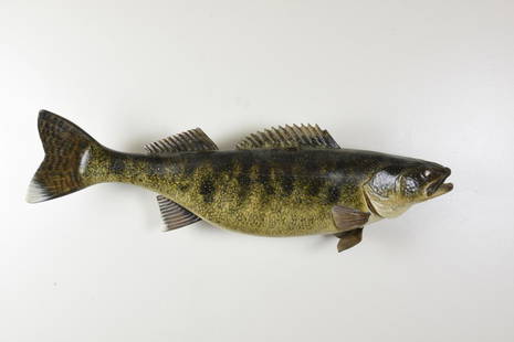 Wooden Carved & Painted Walleye Signed Borrett: very good condition, 32" long.