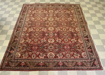 Hand Woven Oriental Room Size Rug -11'3" x 13'9": From a home in Skaneatles, NY. All proceeds from this lot will benefit the Bellville United Methodist Church.