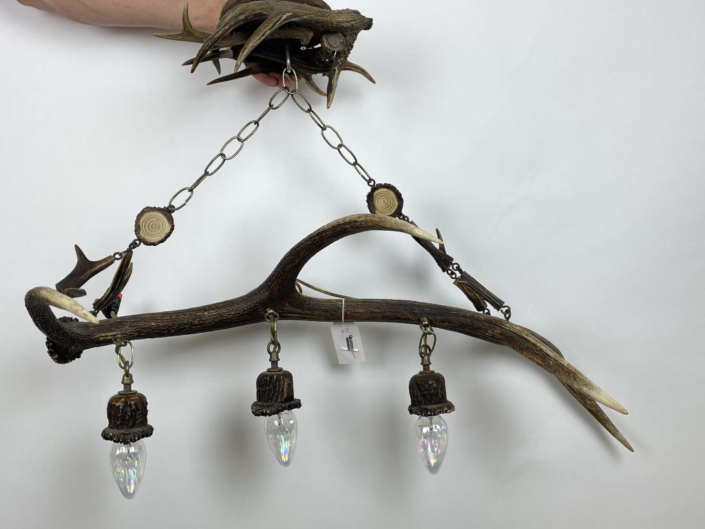 Elk Antler Hanging Light Fixture: 34" long, includes ceiling cap.