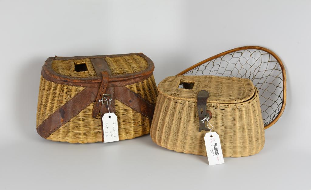 2 Fishing Creels & Wooden Trout Net (1 of 4)