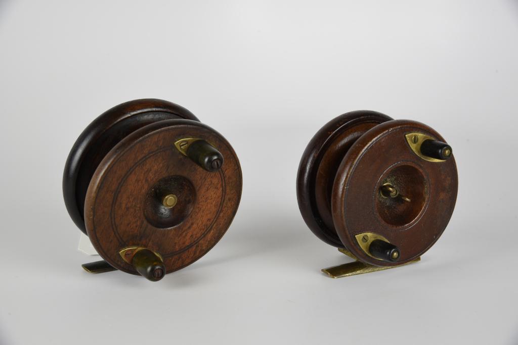 2 Antique Brass & Rosewood Fishing Reels (1 of 2)