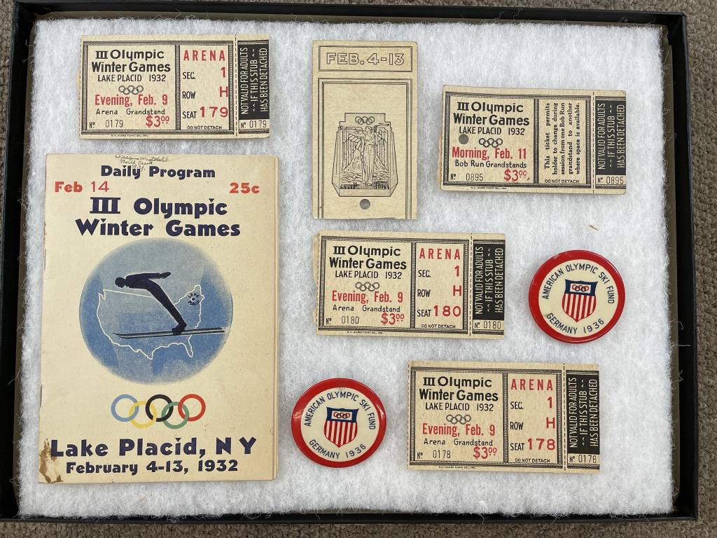 1932 Lake Placid Olympic Program, Tickets, Pins (1 of 3)
