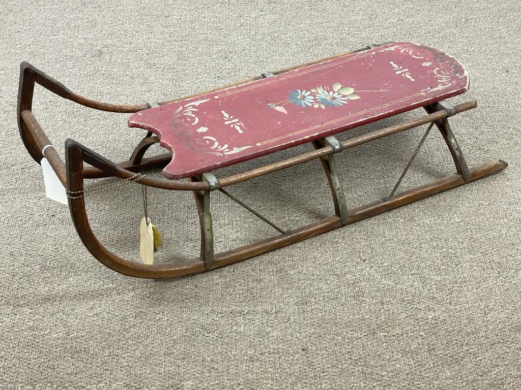 Early Wooden Hand Painted Sled (1 of 5)