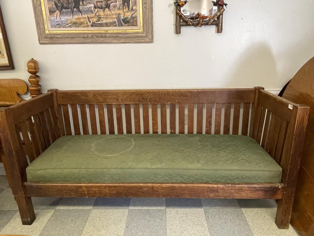 Even Arm Mission Oak Settle (1 of 7)