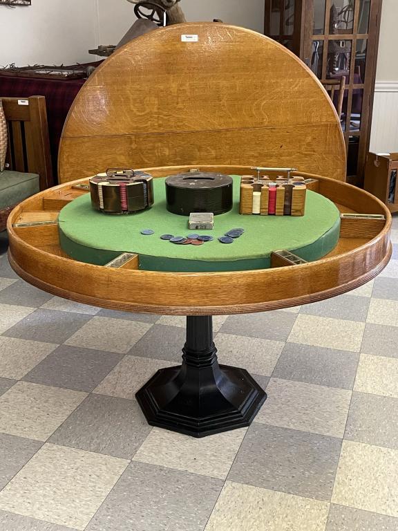 Antique on sale poker table