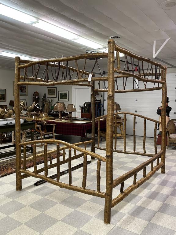 Queen Size Adirondack Yellow Birch Canopy Bed (1 of 7)