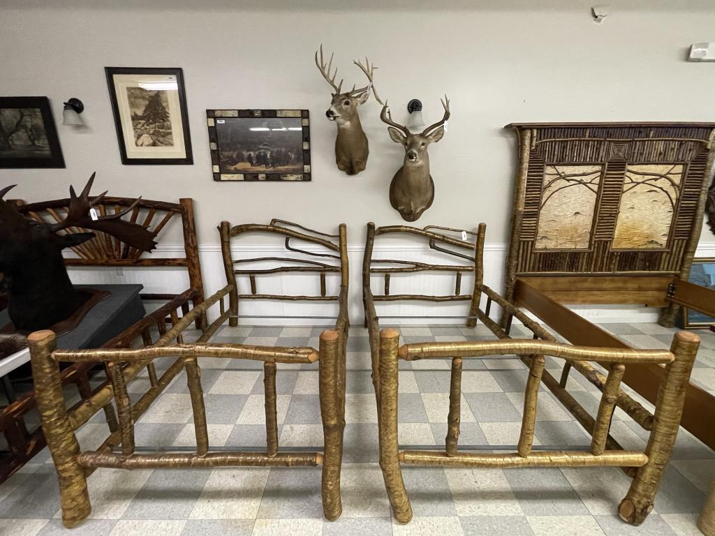 Pair of Adirondack Yellow Birch Twin Beds (1 of 7)