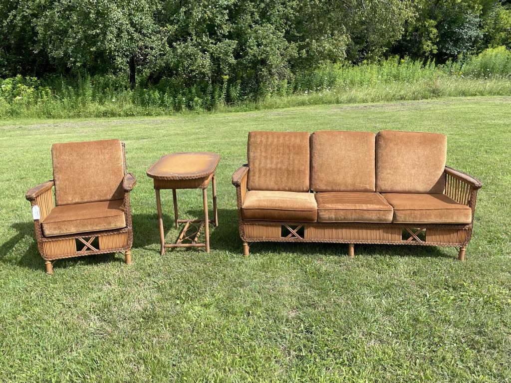3 Piece Art Deco Stick Wicker Porch Set (1 of 8)