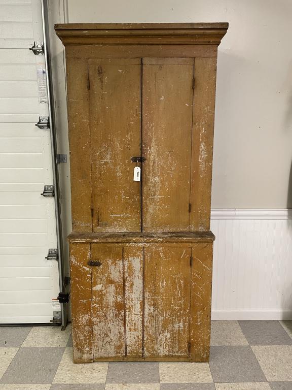 Country Pine Step Back Cupboard in Original Paint (1 of 4)