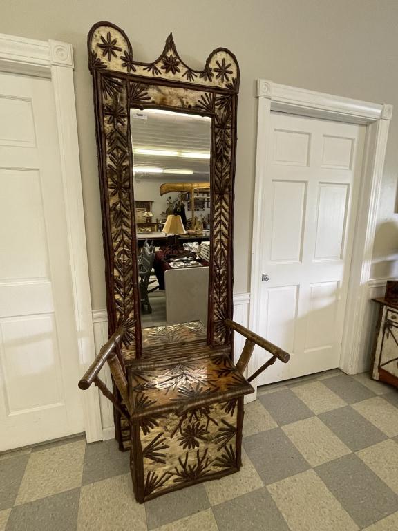 Adirondack Decorated Hall Seat w/ Mirror (1 of 6)