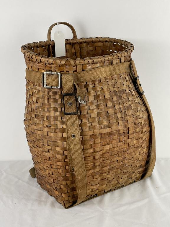 Ash Splint Pack Basket w/ Canvas Straps (1 of 3)