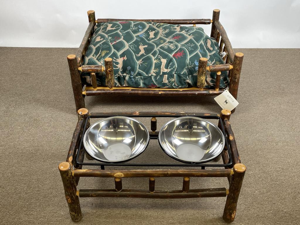 New Orvis Old Hickory Dog Bed and Dog Dishes (1 of 6)