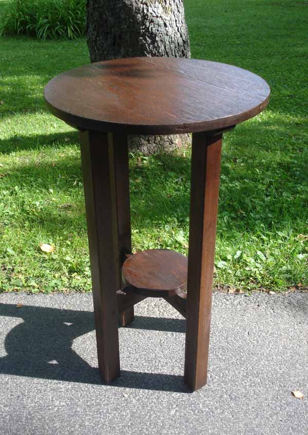 L & JG Stickley Stand: Signed L&JG Stickley stand, refinished, 18" diameter x 29" tall