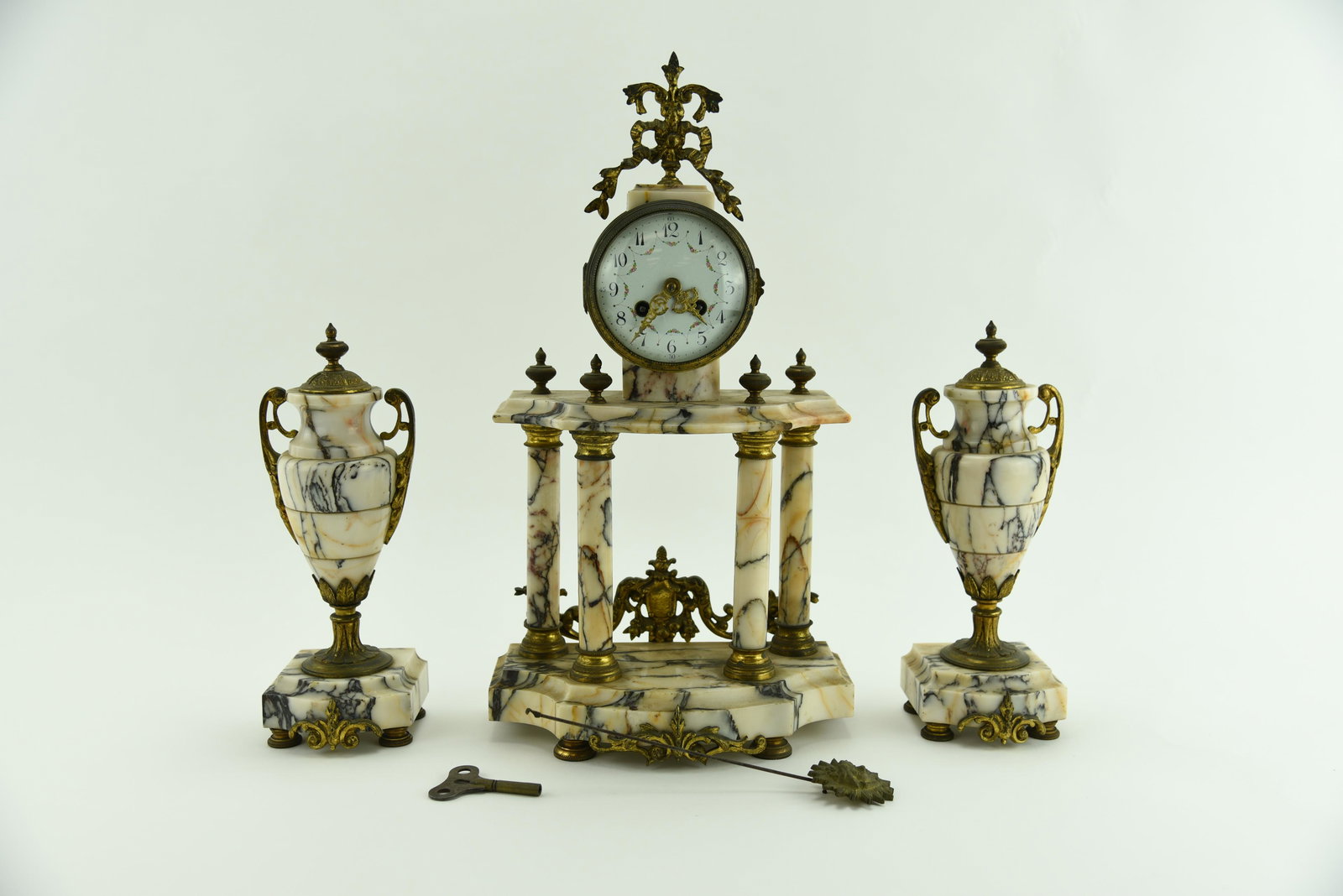 Marble 3 piece French Clock Set (1 of 5)