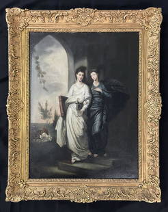 Charles Peale Oil on Canvas Painting: Unsigned and attributed to. The painting is in good condition, it has been relined at some point. Painting is 24" x 32". Frame size is 32" x 40". Includes "The Peale Family" book. This painting by