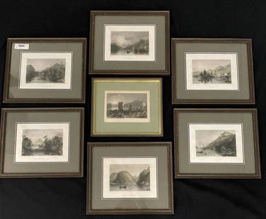 William Bartlett 7 Framed Engravings: Lake George and Region. Each professionally framed and matted. 14 3/4" x 12 1/4". Proceeds to benefit The Hyde Museum in Glens Falls, NY.