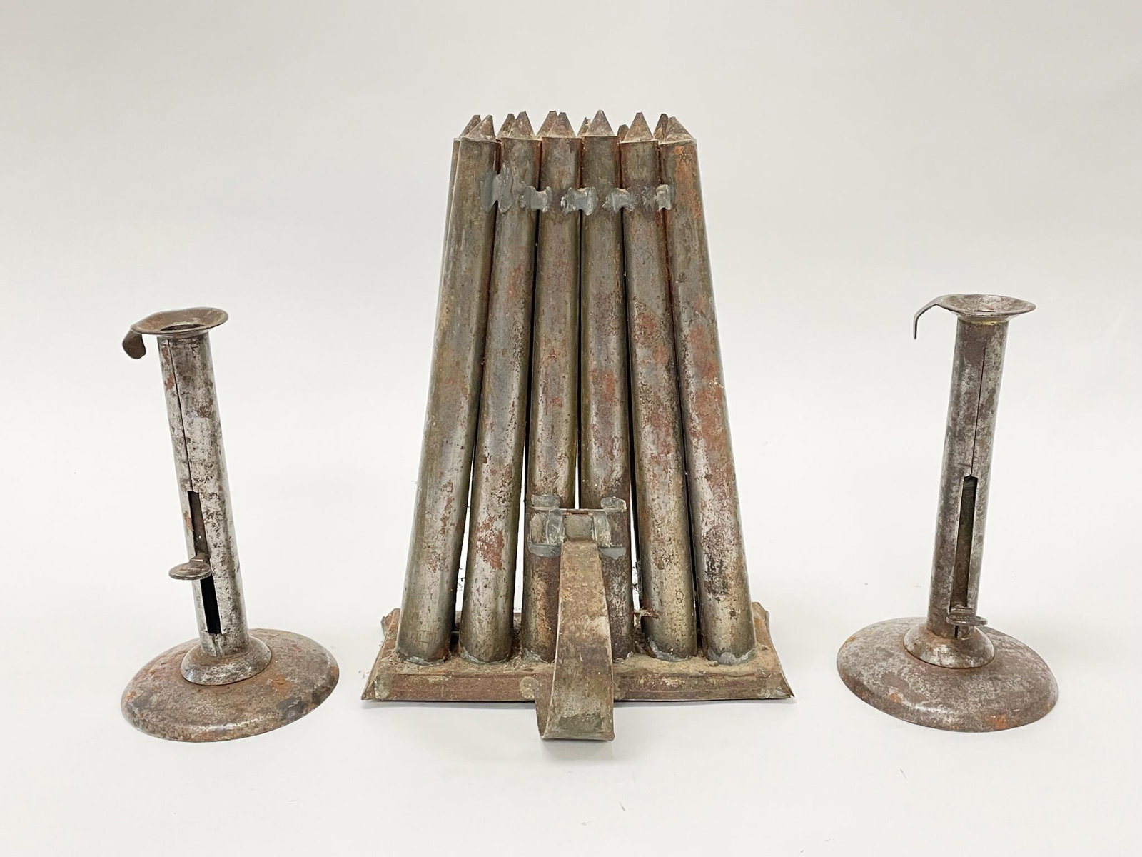 2 Signed Push Up Hog Scraper Candlesticks & Mold (1 of 3)