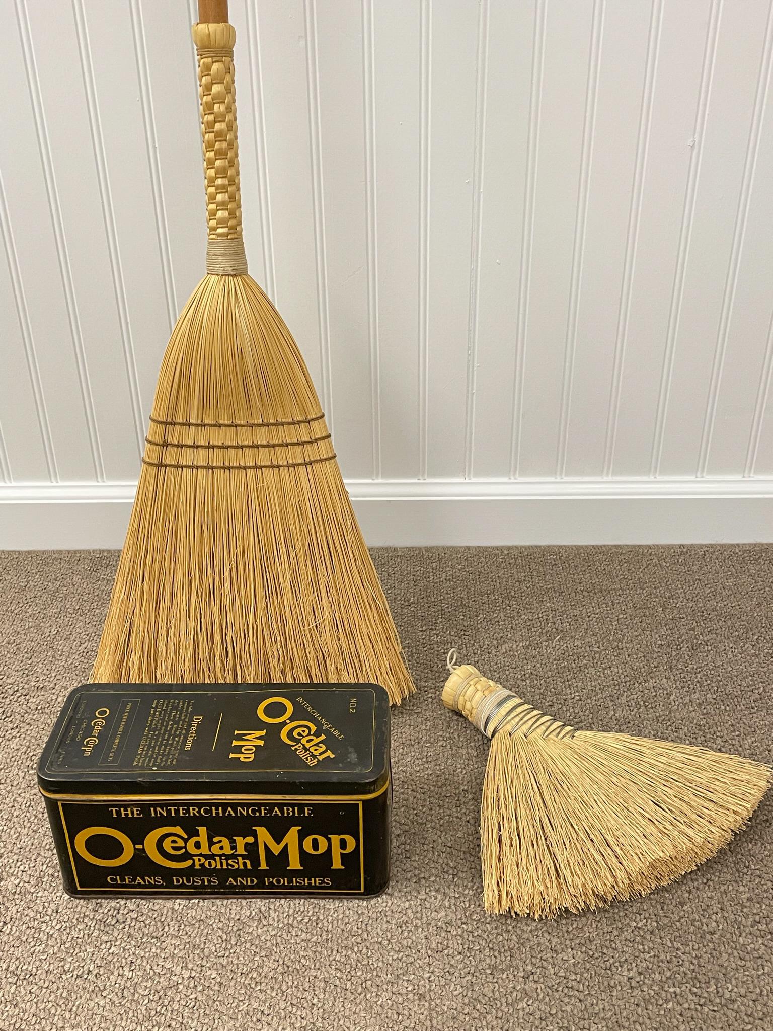 2 Shaker Reproduction Brooms & O-Cedar Tin (1 of 4)