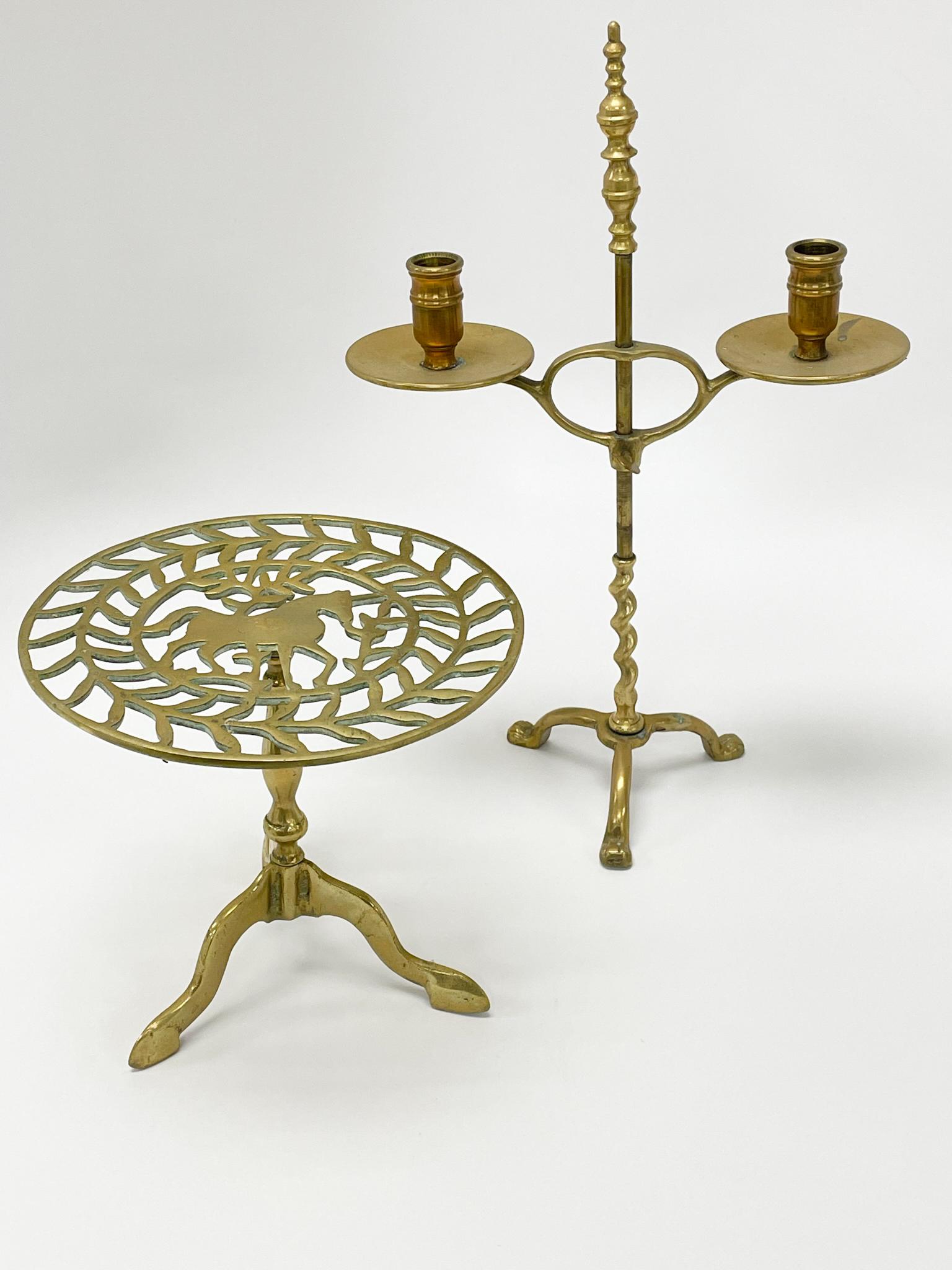 Brass Candelabra and English Brass Trivet (1 of 6)