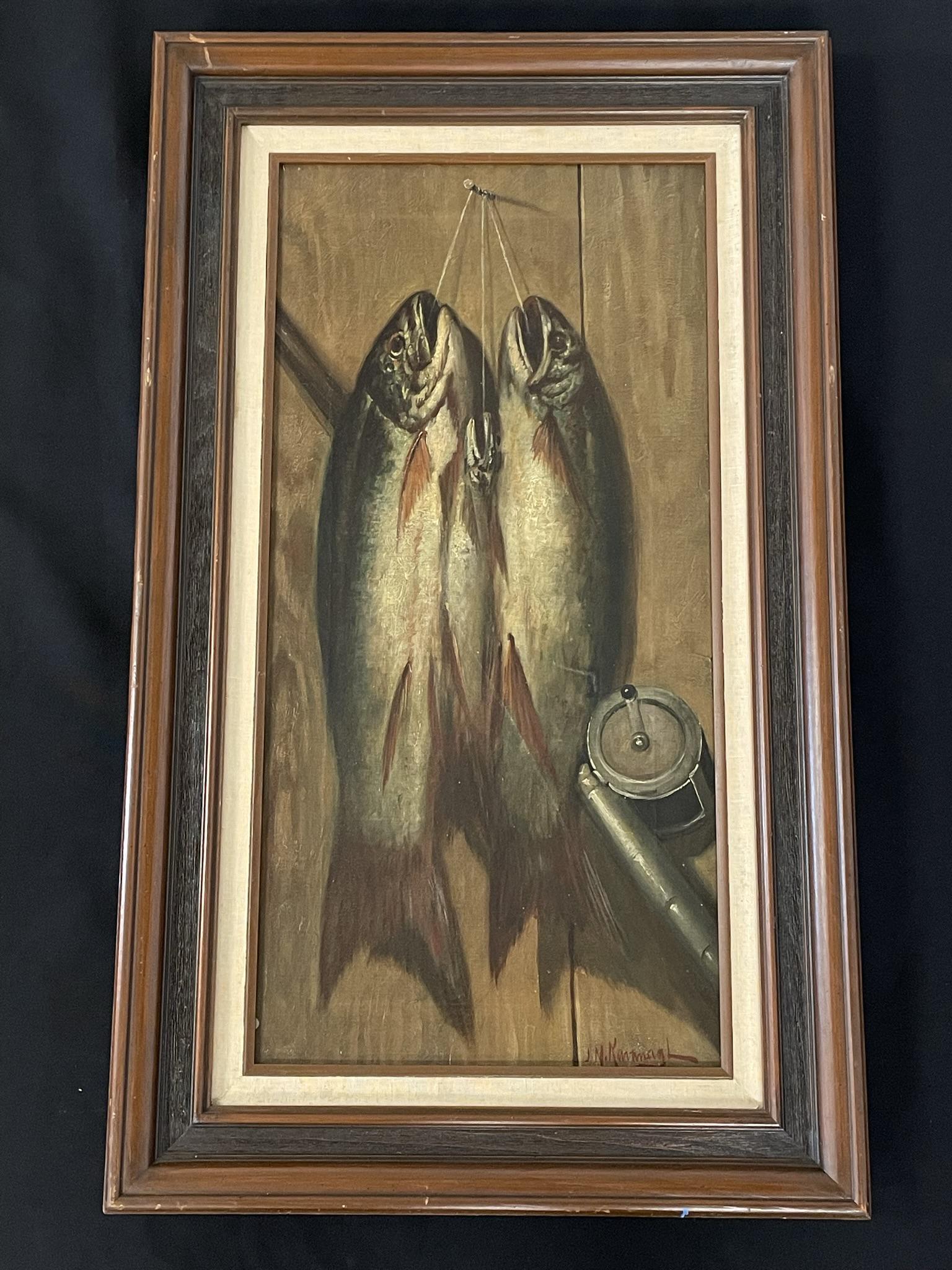 Early Oil on Canvas Trout Painting (1 of 6)