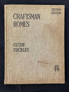 Gustav Stickley Craftsman Homes Hardcover Book: second edition. Dated 1909. Filled with illustrations. 205 pages.