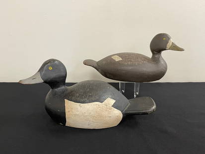 William Hollis Bluebill Duck Decoys Circa 1950s: in original scratch paint, Ogdensburg, NY.