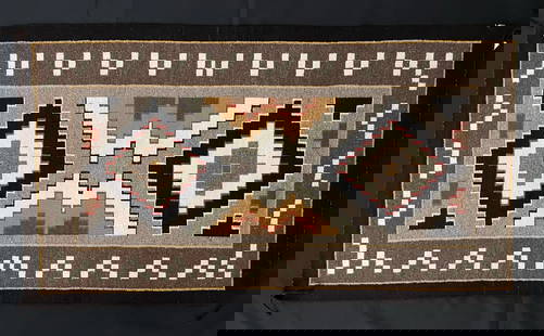 Navajo Rug "Teec Nos Pos" 28" x 57": clean and in excellent condition. Tightly woven.