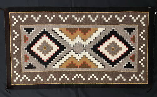 Navajo Rug "Teec Nos Pos" 28" x 57": clean and in excellent condition. Tightly woven.