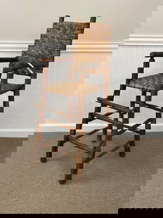 Rare Old Hickory Youth High Chair: sturdy and in good condition and good weaving. 25" seat height, total height is 41"